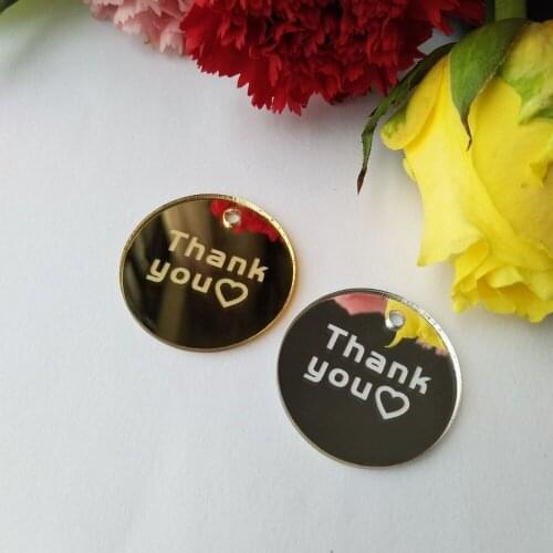 Acrylic Mirror Thank You Tags,Custom Mirror Engraved Thank You Tag, Thank you Party favors tags, 24PCS
