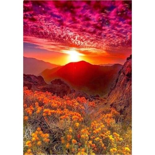 Full Diamond 5D DIY Diamond Painting Landscape Mountain Sunset Diamond Embroidery Kit Mosaic Landscape Home Decoration