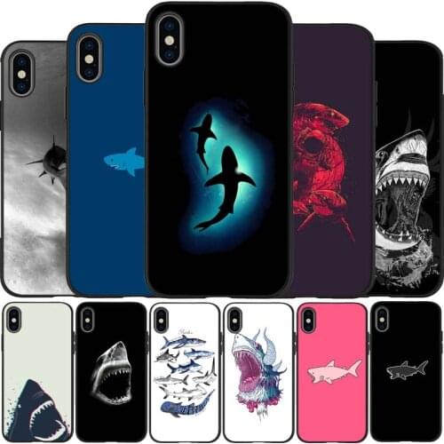 Shark black black Silicone Phone Case For iPhone 12 XR XS Max 5 5S SE 2020 6 6S 7 8 PLUS X 11Pro Max 11 Cover