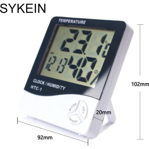 LCD Digital Temperature Humidity Meter HTC-1 Home Indoor Outdoor hygrometer thermometer Weather Station with Clock