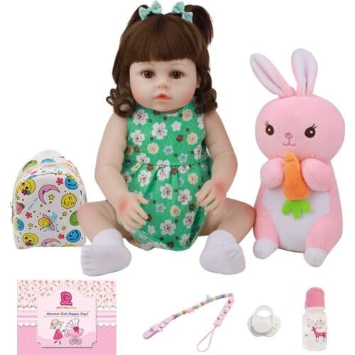 Lifelike Reborn Dolls Early Education 18" 48CM Whole Silicone Cute Handmade Princess Girl Baby Toy Doll For Kid Birthday Gift