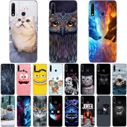 For TECNO Camon 12 Case Wolf Silicon TPU Fundas for TECNO Spark 4 for Camon 12 air Cat Animal Shell Bag Housing Phone Cases