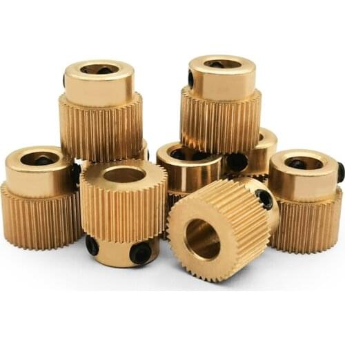 5Pcs/Lot 3D Printer Extrusion Wheel Brass Gear Wheel 40 Tooth Gear for CR-10/10S Ender-3/3S 3D Printer Extruder Filament