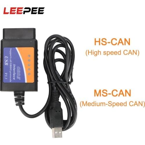 ELM327 USB V1.5 OBD 2 Scanner Programming Unlock Code Reader ELMconfig HS MS-CAN Auto Repair Tools for Ford Mazda Lincoln