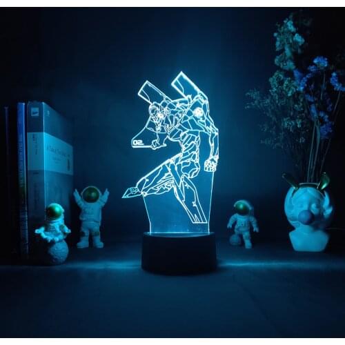 EVA-02 Upward Lighting Acrylic Model from EVA Anime Light RGB Flashing USB Night Lamp Otaku Gaming Room Desktop Setup Home Decor