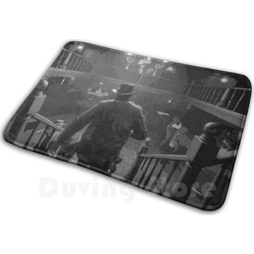 Cowboy Entering A Bar Mat Rug Carpet Anti-Slip Floor Mats Bedroom Cowboy Bar Hat Westerners Drinking Wild Night Eastwood Clint