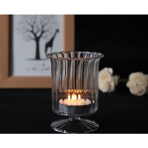 Creative Windproof Candle Holder Wedding Romantic Decoration Geometric Glass Candle Holder Transparent Glass Candle Cup