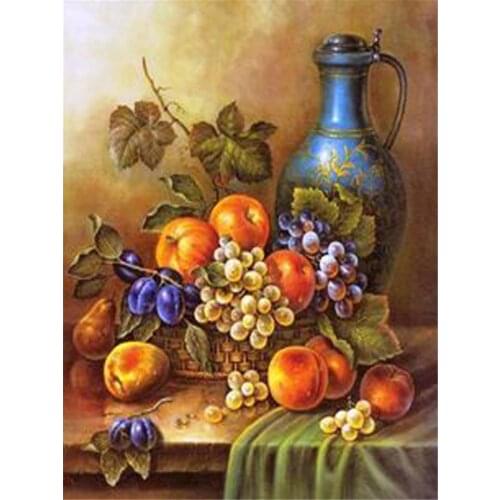 Fruit Kitchen DIY Cross Stitch 11CT Embroidery Kits Craft Needlework Set Printed Canvas Cotton Thread Home Decoration Sale