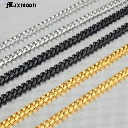 MAXMOON 2020 Classic Men Necklace Width 3 To 7 MM Stainless Steel Long Necklace For Men Women Chain Jewelry