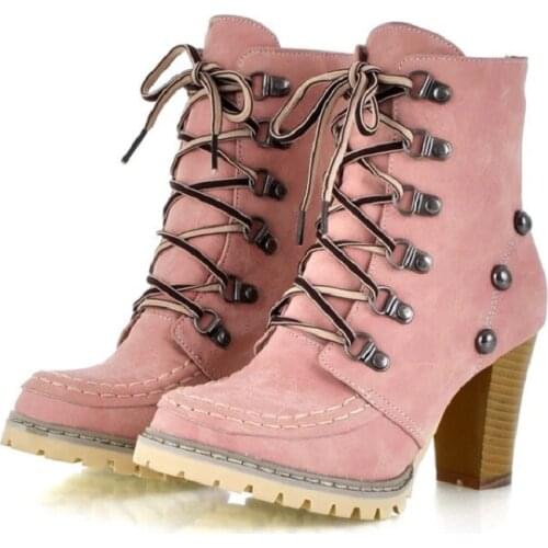 Autumn and winter hot sales Korean version of Martin boots anti-skid rivet 34-43 size high-heeled ankle boots