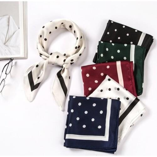 2021 Women Print Small Neck Scarves Square Silk Scarf Office Lady Elegant Retro Shawl Female Hair Tie Band Foulard Hand Kerchief