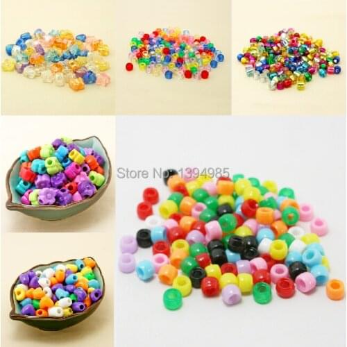 Different Size 100-500pcs/bag Mixed Big Hole Cubic Beads Acrylic Spacer Glitter For Loom Band Bracelet DIY Craft Jewelry Making
