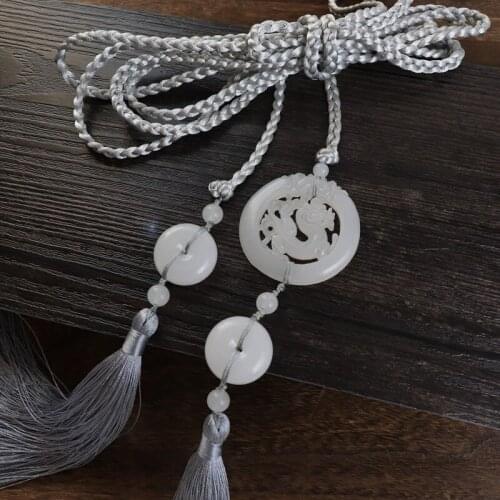 Lanyard Antique Style Jade Pendant Tassels off Limits Chinese Clothing Hair Band Accessories Men And Women