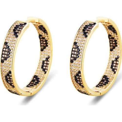 SINZRY hotsale popuplar jewelry cubic zircon creative leopard texture women CZ hoop earrings
