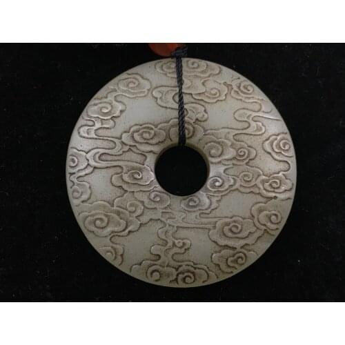 Old Hetian jade cloud ring pendant junk package true hp06