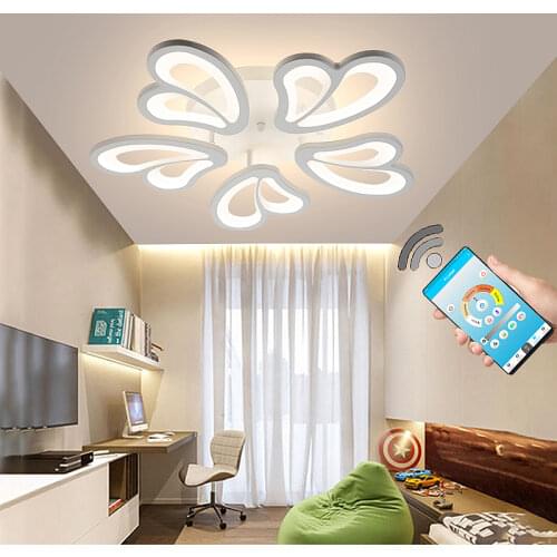 LED bedroom chandelier restaurant balcony modern glossy chandelier ceiling lamp Remote control + mobile APP control free shipp
