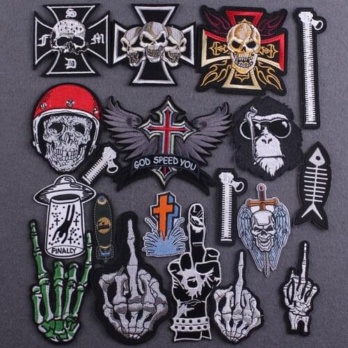 HiPPIE Skull Iron on Clothing Patches Fusible Sewing Patches For Clothes Embroidered Patches For Clothing Accessories Applique