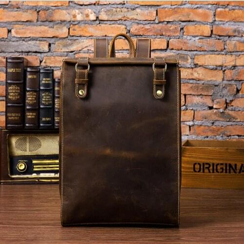 Luufan Vintage Style Crazy Horse Leather Backpack Men Women Fashion Travel Bagpack Real Skin Knapsack Of Female Men Daypack