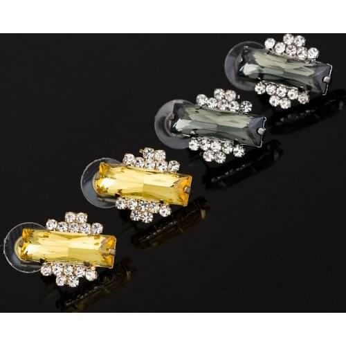 YFJEWE Women Small Sparkling Crystal Stud Earring Fashion Rhombus Square Small Gentle Earrings Jewelry #E187