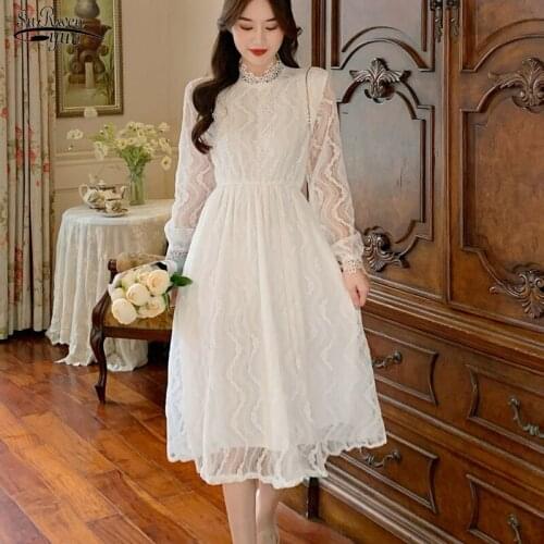 Empire Bodycon Dress Vintage Elegant White Crochet Floral Party Dress 2021 New Lace Long Dresses for Women Women Vestidos 12333