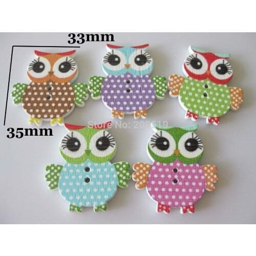 WB0167 decorative buttons for crafts 100pcs mix sewing natural wood button white back Owl Buttons