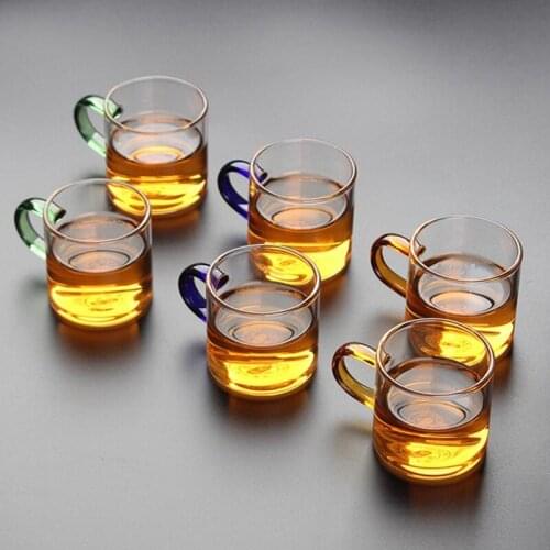 300ml Heat-Resistant Transparent Thicken Glass Cup Drinking Utensils Colorful Handle Glass Tea Cup Glass Beer Mug For Home