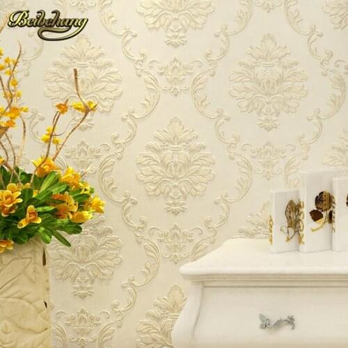 Beibehang 3d wallpaper classic Wall Paper Floral texture non-woven damask wallpaper white wallcovering papel de parede para sala