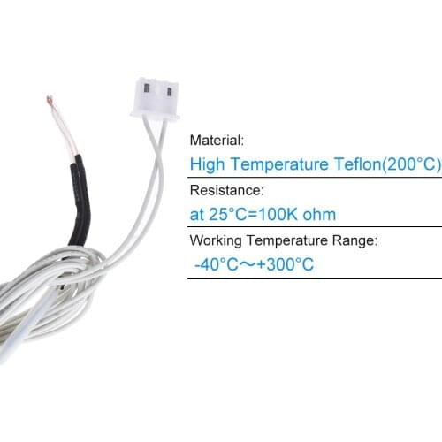 NTC 3950 100K ohm Thermistor Sensor with 1m Cable for RepRap i3 Anet 3D Printer Kit Accessories