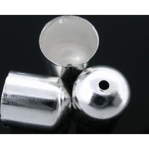 DoreenBeads Retail 100Pcs Silver color Blunt Necklace End Tip Bead Caps 10x11mm(Fit 9mm)