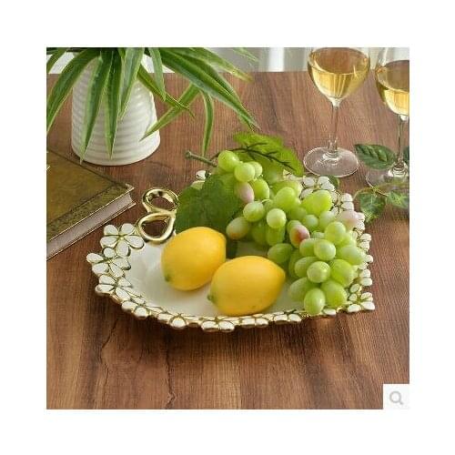 European home accessories decorate the living room luxury ceramic fruit plate pierced compote golds cutleries silverware SG048