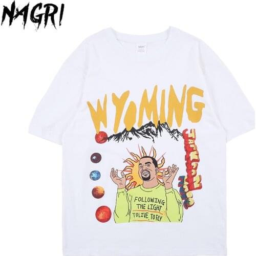 NAGRI Tshirt Kanye Wyoming T Shirt Printed Design Short Sleeve Hip Hop Street Style Tee Casual Men Boys Girls Sum