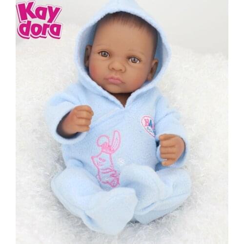 KAYDORA 10 Inch 25cm Reborn Baby Dolls Full Vinyl Body Alive Lifelike African American Dolls Mini Black Kids Reborn Babies