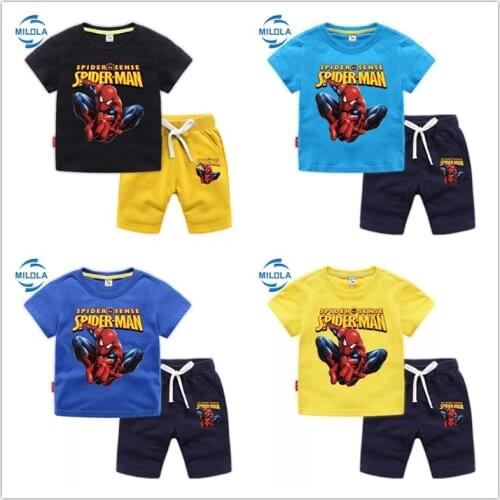 Disney Marvel Avengers Spiderman Boy Clothes Sets Baby Kids T-Shirt Tees Pants Outfits Casual Children Girl Sportswear Suits