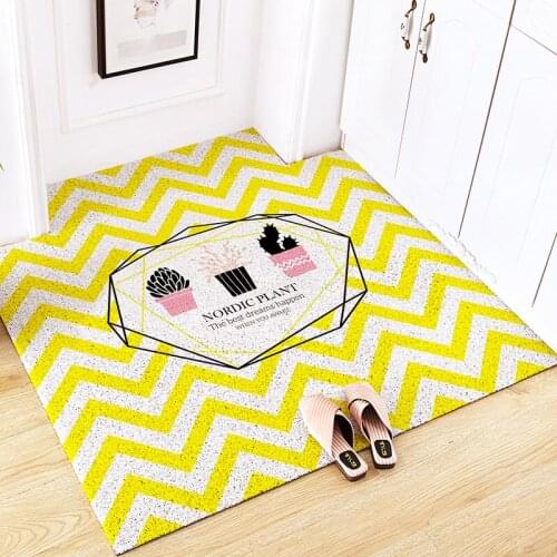 Carpet With Yellow And Black Stripes Printed With Cactus Pattern Dust-proof Door Mat Carpet Floor Mats For Outdoor Indoor