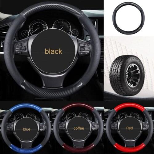 Car Steering Wheel Covers Carbon Fiber Leather 4 Colors Universal Auto Steering-Covers Cases Car Handlebar Cover Accessories