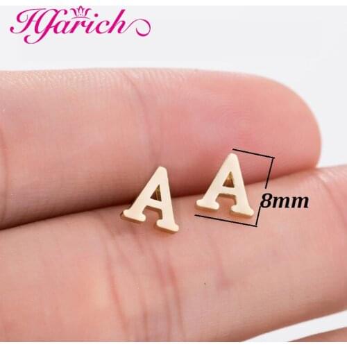 Tiny 26 Initial Letter Name Earring for Women Girls Kids Simple Gold Black A-Z 26 Alphabet Stud Earrings Jewelry Birthday Gift