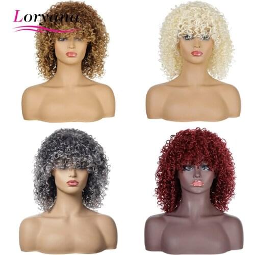 Loryana Kinky Curly Wig Five Color Fashion natural high temperature silk chemical fiber Short Bob Synthetic Wigs for Black Women