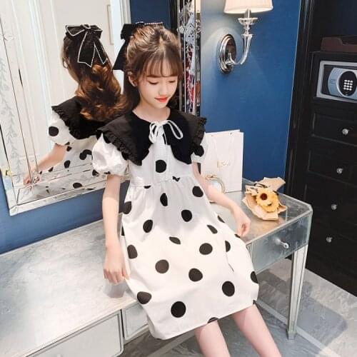Girls' summer dresses, new childrens western style polka dot princess dresses