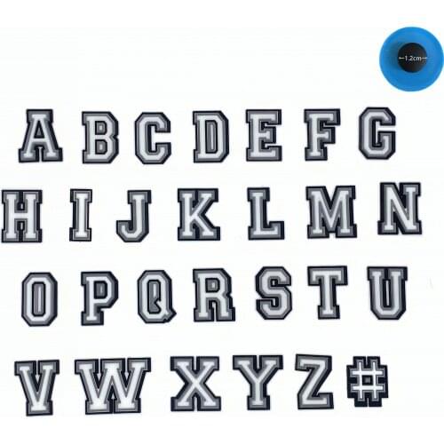 Hot Selling 1PCS Black White Alphabet Shoes Charms Silicone Croc Accessories Kids X-mas Gifts Wristband Hole Slipper Decor