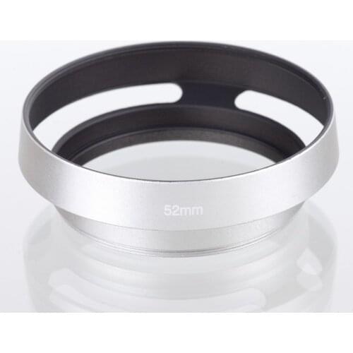 Silver 52mm Camera Lens Hood Metal Vented Screw-in Lente Protect For Canon Nikon Sony Leica Olympus Pentax