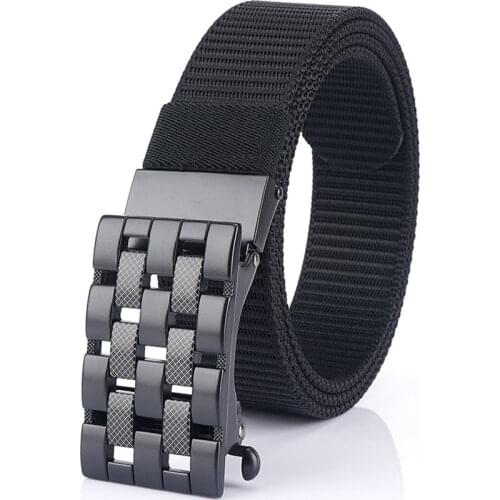 Fashion Canvas Men Belt Metal Automatic Buckle Nylon Male Belt For Jeans Young Casual Trousers Black Mens Belt Top Quality New