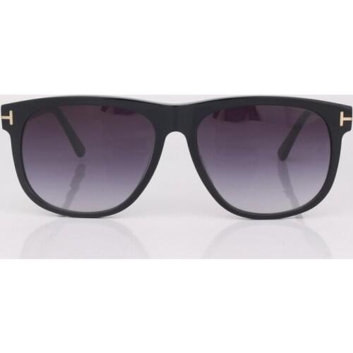 Rectangle acetate black frame men sunglasses driving style gradient grey lens