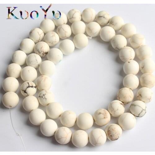 Natural Stone Matte White Mongolia Turquoises Round Spacer Beads For Jewelry Making Diy Bracelet Necklace 15 Inches 6/8/10MM