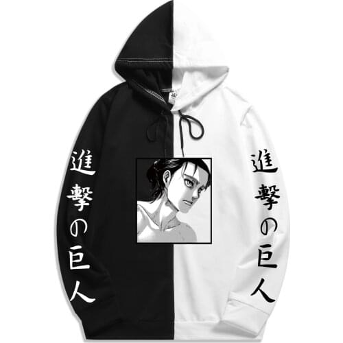 Anime Attack on Titan 2021 new splicing sports Hoodie fashion loose top Hoodie printed mens long sleeve Hoodie
