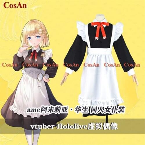 New Anime Vtuber Hololive Watson Amelia Cosplay Costume Lovely Sweet Maid Dress Female Activity Party Role Play Clothing XS-XL