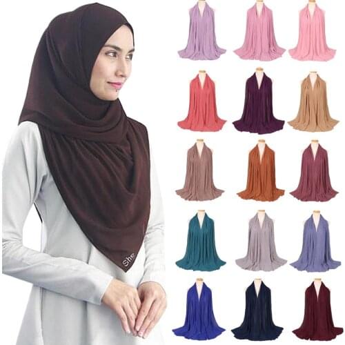 New Muslim Women Hijab Long Scarf Shawl Wrap Winkle Pleated Stole Headwear Headscarf Chiffon Crinkle Solid Color Turban 180*85cm