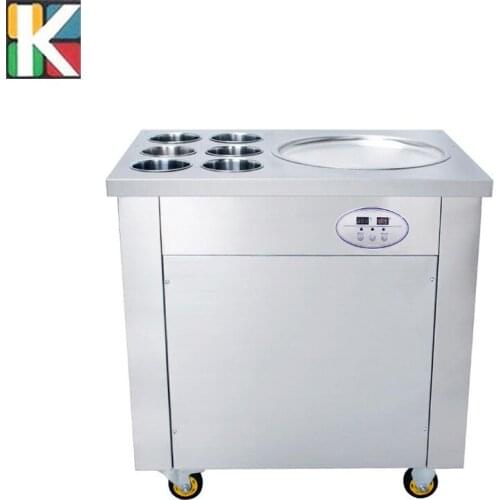 Single Pan Stainless Steel Fried Ice Cream Roll Machine with 6 Fruit Tanks