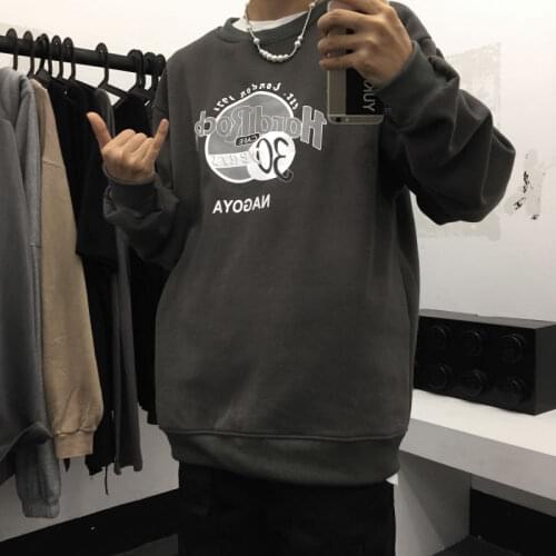 Autumn Winter Sweatshirts Men Plus Velvet Thicken O-neck Pullover American Printed Letters Long-sleeved Male Clothing Trend