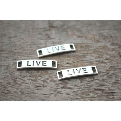 20pcs-Live Charms, Antique Tibetan silver Live Charm Pendants connector 28x7mm