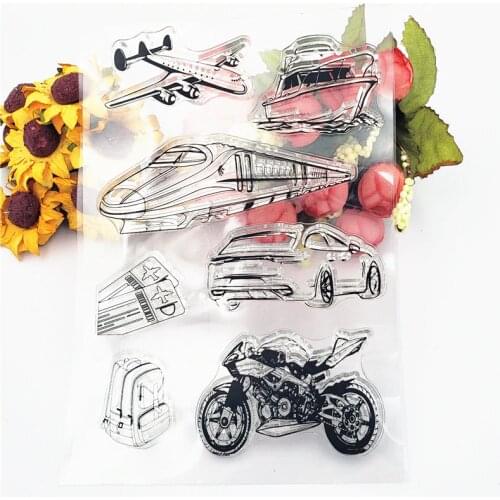 Train Airplane Transportation Transparent Silicone Seal Hand Account Decoration Rubber Stamp Vintage Stamp Customized